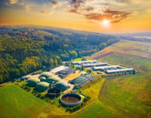 Usine de bio gaz, méthanisation dans un cadre naturel somptueux